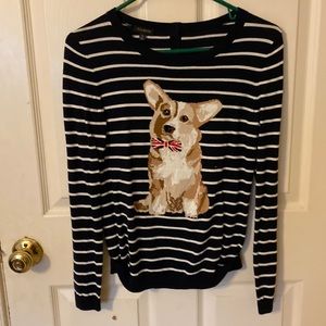 Brand new never worn Talbots original navy w/ white stripes and corgi print.